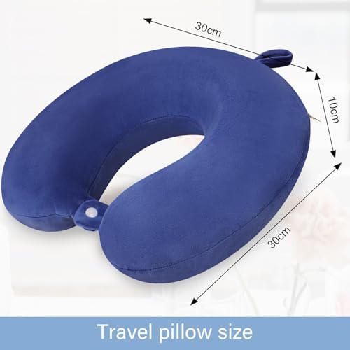 Travel Pillow, Neck Pillows for Airplanes, Memory Foam, Vivid Blue - Image 3
