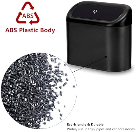 Ginsco Mini Car Trash Can with Lid, Small Car Garbage Can, Cute Leakproof ABS - Image 2