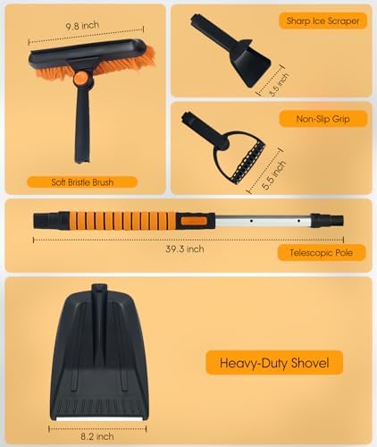 5-in-1 Extendable Car Snow Brush & Ice Scraper - Image 7