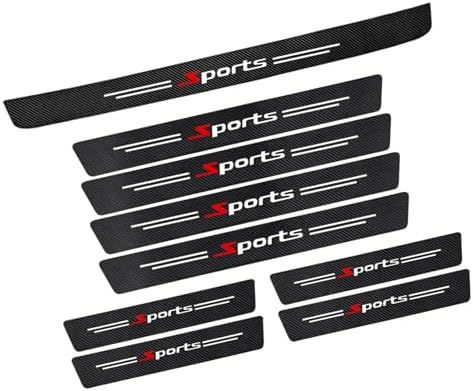 9 PCS Car Door Sill Protector, Carbon Fiber Rear Bumper Guard Strip, Leather by Unknown