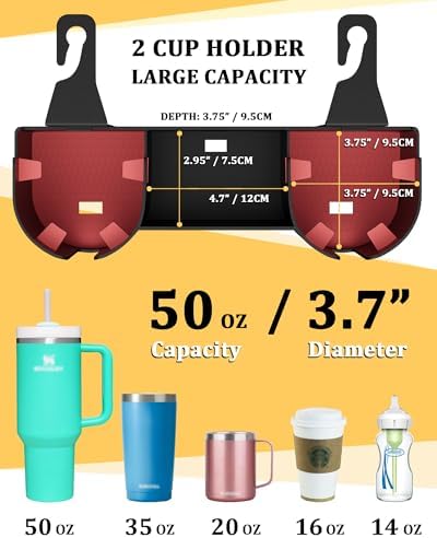 Car Headrest Backseat Cup Holder 3.7", Seat Back Organizer - Image 3