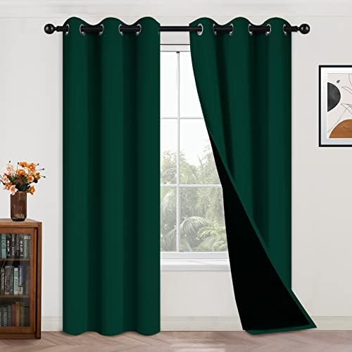 Yakamok Dark Green 100% Blackout Curtains 84 Inches Long 42" Wide 2 Panels by Yakamok