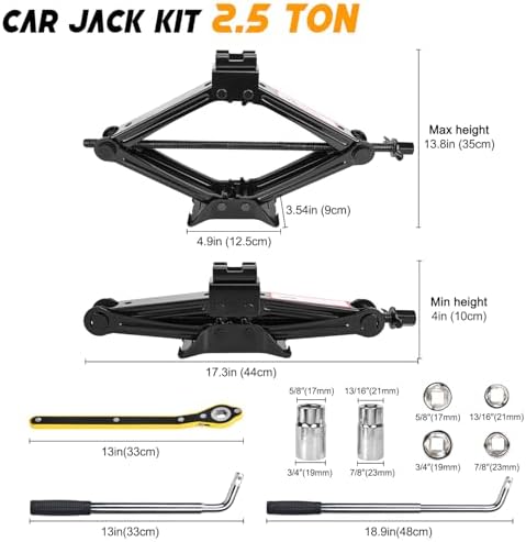 Scissor Car Jack 2.5 Ton Tire Changing Kit - Image 2