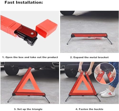 aikko Safety Triangle 6-Pack, Foldable Emergency Road Reflector Kit - Image 7