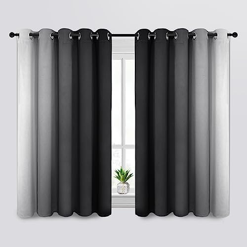 SimpleHome Ombre Black to Grey White Curtains - Image 2
