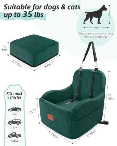 Lealchum Dog Booster Car Seat for Small/Medium Dogs, 6in Elevated Cushion - Image 2