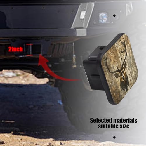 Hitch Cover Fits for 2-Inch Hitch, Deer Head in A Rustic Style On Dark - Image 6