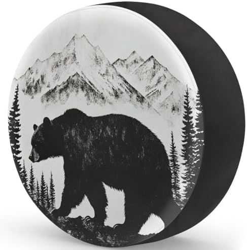 Bear Black Spare Tire Cover Dust-Proof Wheel Protector - Image 2