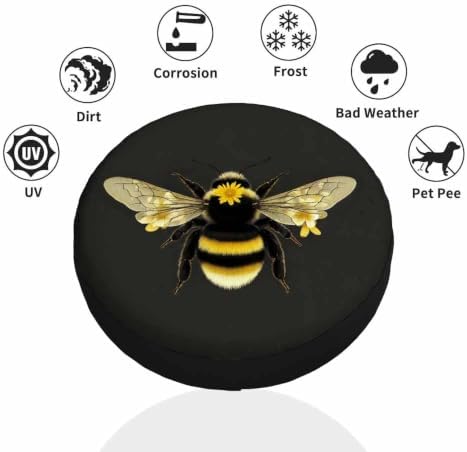 Big Bee Spare Tire Cover Yellow Flowers Furry Queen Bee Cute Tentacles - Image 3