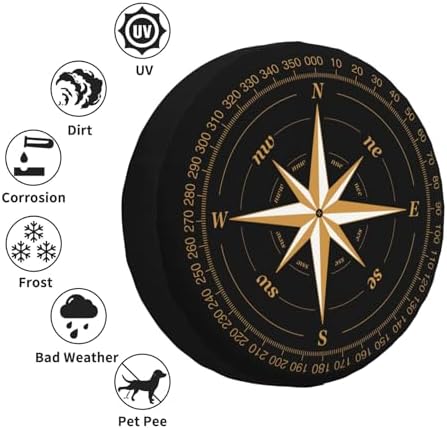 Compass Rose Spare Tire Cover Weatherproof Universal Wheel Protectors Wheel - Image 5