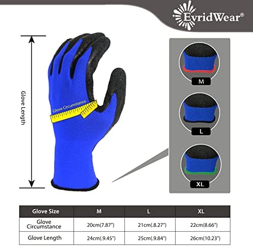 Evridwear Crinkle Latex Rubber Coated Safety Work Gloves - Image 6