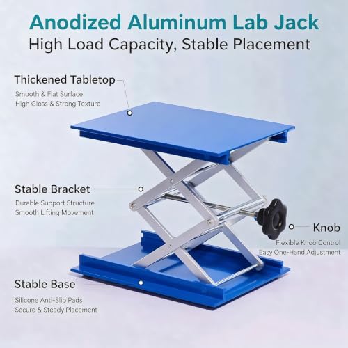 10inch x10inch Lab Jack Stand Platform, Anodized Aluminum Top Deck Laboratory - Image 5