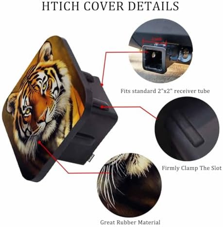 Tiger Towing Hitch Cover Wildlife Jungle Animal Brown Tiger Trailer Hitch Tube - Image 3