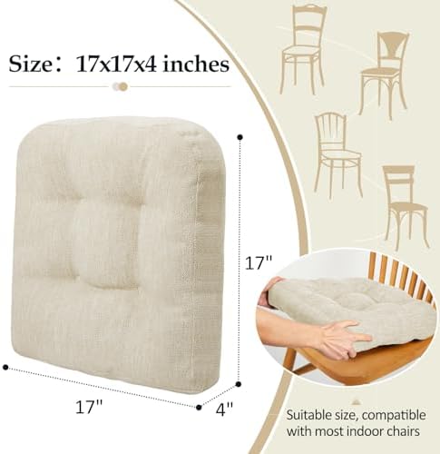 downluxe Chair Cushions for Dining Chairs 2 Pack, Tufted Indoor Chair Pads - Image 4