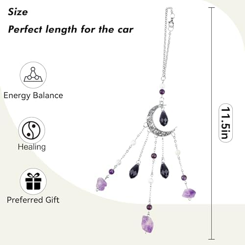 Car Rear View Mirror Accessories Cute Hanging Ornament, Unique Moon Boho - Image 3