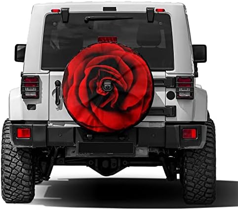 KiuLoam Vibrant Red Rose Flower Spare Tire Cover by KiuLoam