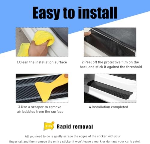 povtii 4 PCS Car Door Sill Protector, Anti-Scratch 5D Carbon Fiber Textured - Image 4