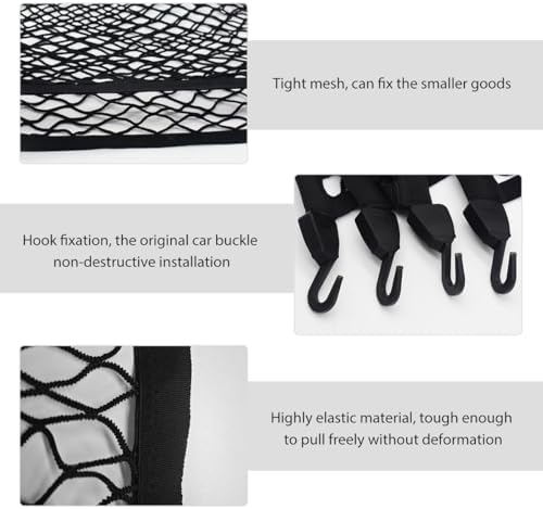 Elastic Cargo Net for SUV, 27.6 × 19.7 inch Stretchable Mesh Trunk Bed Net - Image 3