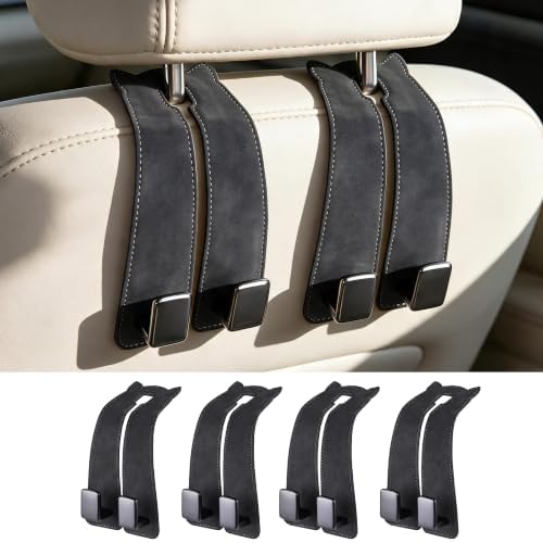 Amooca Car Headrest Hooks 4-Pack Suede Seat Organizer by Amooca