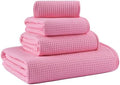 MICROFI Waffle Weave Bath Towel Set, Microfiber, 4 Pieces, Quick Dry, by Unknown