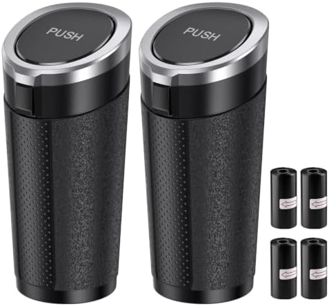 Car Trash Can with Lid, 2 Pack Mini Cup Holder Trash Can with 60 Bags, 900ML by Unknown