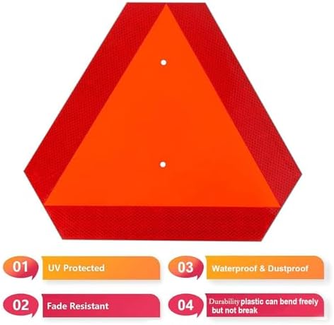 2PACK Reflective Slow Moving Vehicle Sign, Slow Moving Vehicle Triangle - Image 5