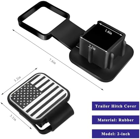 2 Inch Rubber Trailer Hitch Cover, Dustproof American Flag Hitch Cover Tube - Image 2