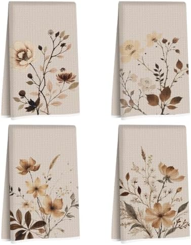 4 Pcs Vintage Flower Kitchen Towels Decorative Tea Towel by Lovdazzles