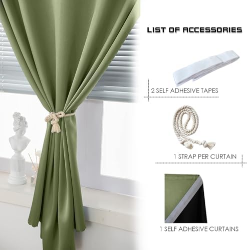 AJAZZ 100% Blackout Stick Curtain Portable Black Out Curtains Adhesive Curtains - Image 4