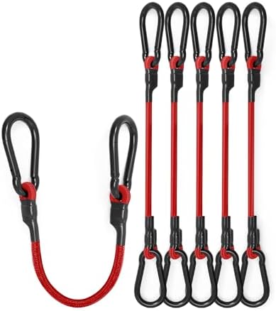 8 Pack 24" Carabiner Bungee Cords Heavy Duty Outdoor, 190 Lb Break Strength by LuckyStraps