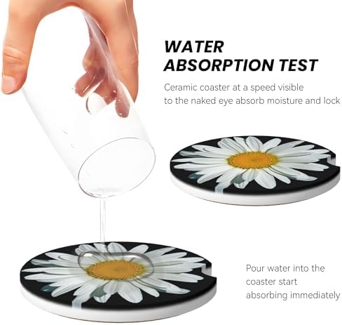 Daisy Flower Car Cup Holder Coasters 2 Pack 2.63" - Image 5
