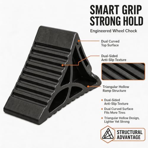 Rubber Wheel Chocks for RV Trailer Upgraded Deformable Design 2 Pc - Image 3