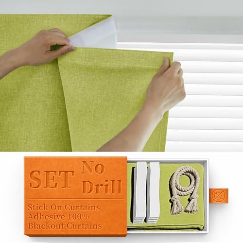 100% Blackout Self Adhesive Curtains Portable Curtain Simple and Easy to by Sovtfides