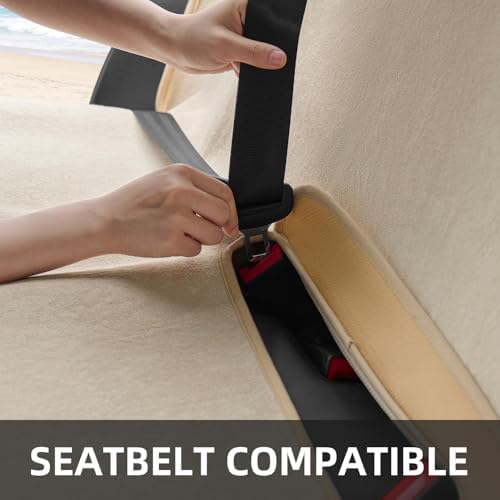 Waterproof Car Seat Cover Bench Beige Full Size Universal Fits Car Sweat Towel - Image 5