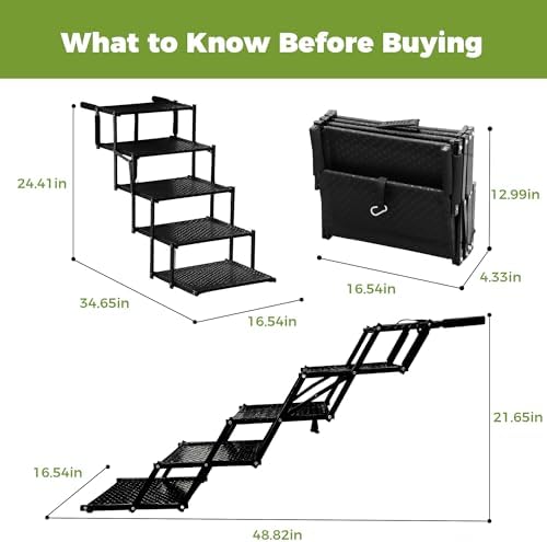 Dog Ramps for Cars, Portable Folding Dog Stairs for Cars, Reinforced Pet Steps - Image 2
