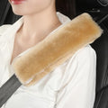 AOGELAN 2 Pack Fluffy Fuzzy Genuine Sheepskin Car Seat Belt Cover, Seatbelt by AOGELAN