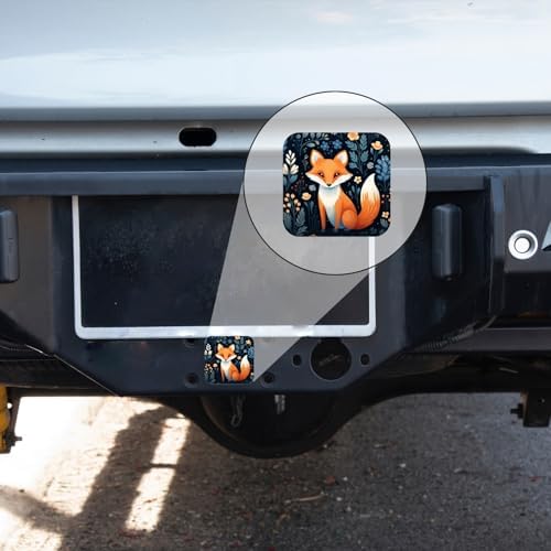 Hitch Cover Fits for 2-Inch Hitch, Cute Fox in The Forest Surrounded by Flowers - Image 5