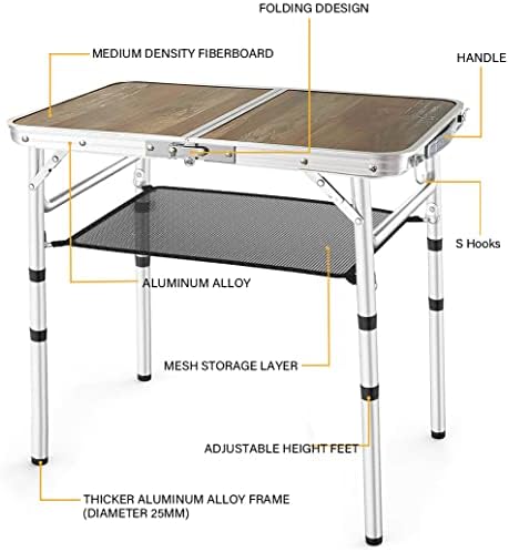 YihuiKo Small Folding Table, Adjustable Height Portable Picnic Table - Image 4