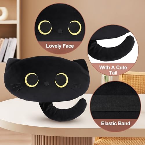 Black Cat Car Headrest Pillow Neck Support Plush Cushion - Image 2