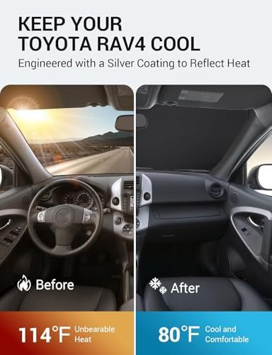 Proadsy Custom Fit 2006-2012 Toyota RAV4 Windshield Sun Shade, Blocks Heat - Image 3