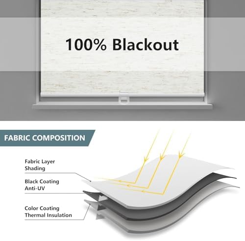 AOSKY Blackout Cordless Roller Shades, 31.5" W x 72" H, Linen Cream - Image 4