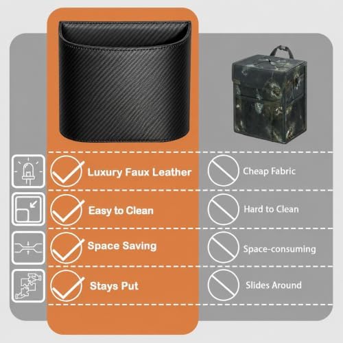 Leather Car Trash Can, Leakproof Car Garbage Can, Secure Hook & 60 Liners - Image 3