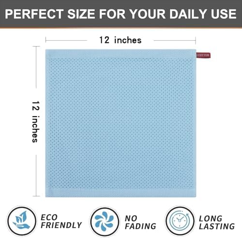Kitinjoy 100% Cotton Waffle 8-Pack Kitchen Towels, Sky Blue - Image 5