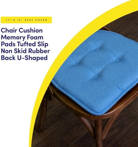 Sweet Home Collection Chair Cushion Memory Foam Pads Tufted Slip Non Skid - Image 3