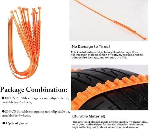 Temporary Tire Straps, Universal Reusable Anti-skid Nylon Tire Chains, - Image 3