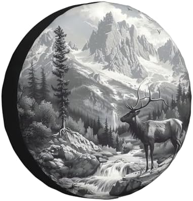Mountains Lake and Deer Spare Tire Cover Wheel Protectors Weatherproof Deer by Unknown