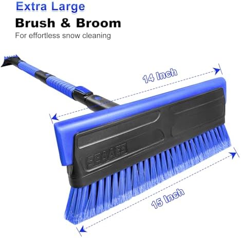 SEAAES 56 Inch Long Snow Brush Scraper and Snow Broom - Image 2