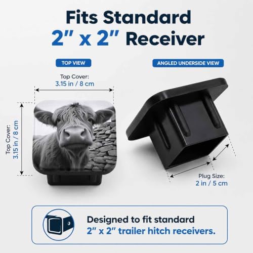 Trailer Hitch Covers Highland Cow Black White Heavy Duty 2 Inch Hitch Cover - Image 2
