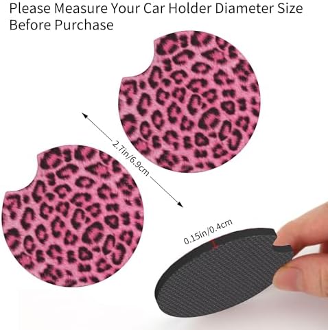 Leopard Print Pink Steering Wheel Cover 15 Inch +2 Pieces Car Coasters - Image 5
