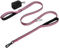 Double Handle Dog Leash with Poop Bag Holder and Car Seat Belt Buckle by WINGOIN